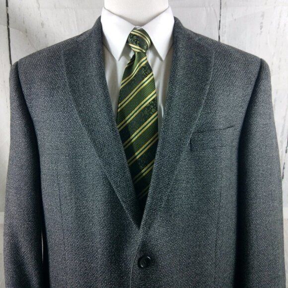 Joseph & Feiss 45R Lambswool 2 Button Gray Multicolor Textured Blazer Sport Coat - Picture 2 of 12